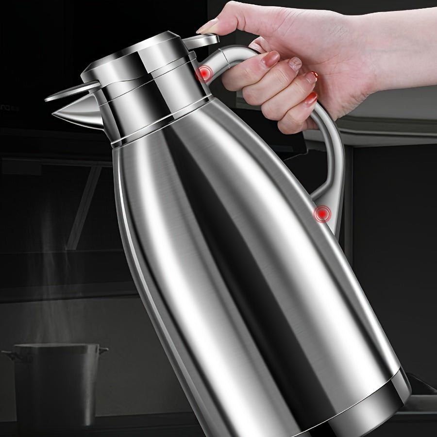 1pc Large Capacity Stainless Steel Insulation Kettle - Coffee Server with Heating, Water Warming, and Storage Functions for Home, Kitchen, Outdoor Camping, and Restaurant Use - Durable, Portable, and Space-Saving Design