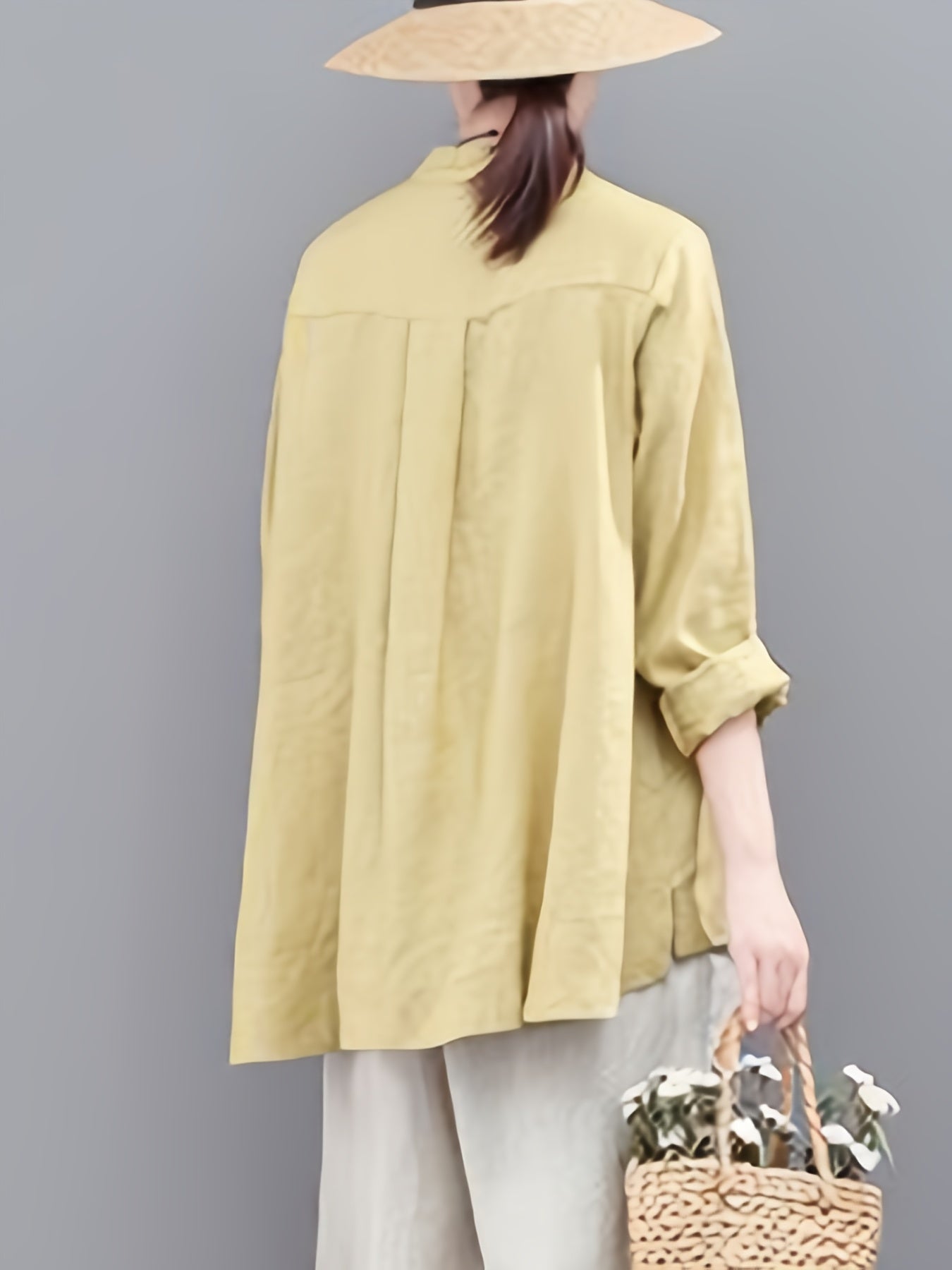 Chinese Retro Embroidered T-Shirt, Long Sleeve Button Up High Neck Casual Top For Spring & Summer, Women's Clothing