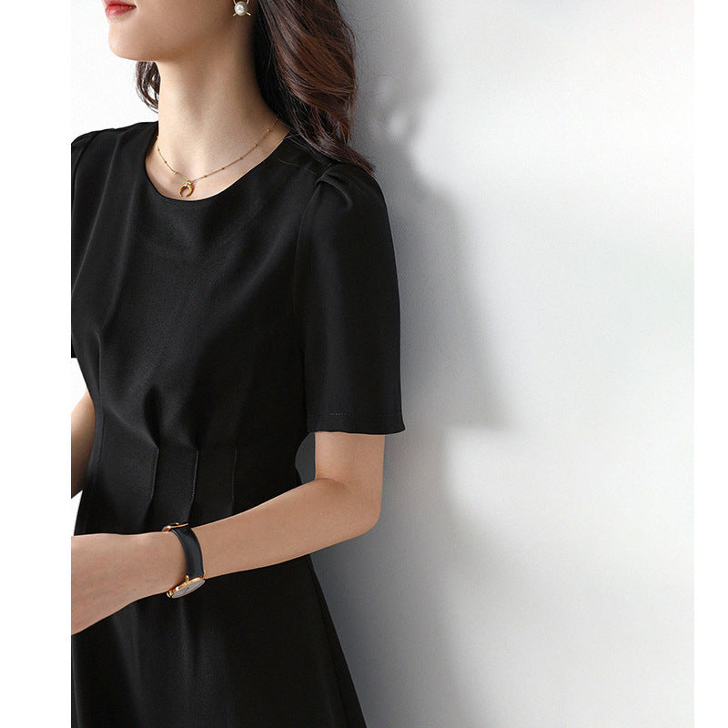 2025 Huge slim pleated waist dress summer small man summer new women's clothing medium and long skirt