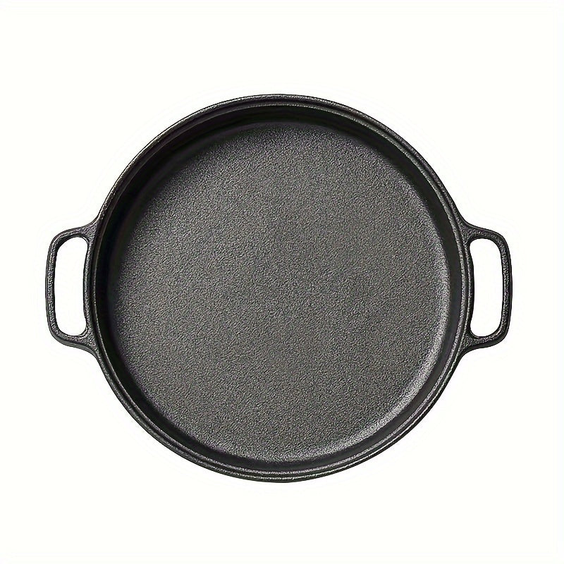 1 Piece Pre-Seasoned 8.6-Inch Non-Stick Cast Iron Skillet with Dual Handles - Multi-Use Cookware for Oven, Stove, Grill, Campfire - Durable Kitchen Accessory with Care Instructions