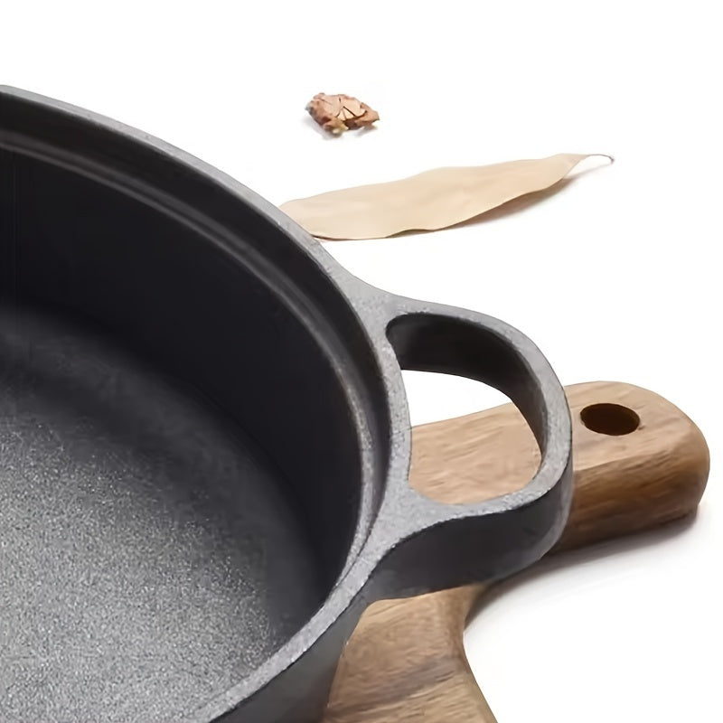 1 Piece Pre-Seasoned 8.6-Inch Non-Stick Cast Iron Skillet with Dual Handles - Multi-Use Cookware for Oven, Stove, Grill, Campfire - Durable Kitchen Accessory with Care Instructions