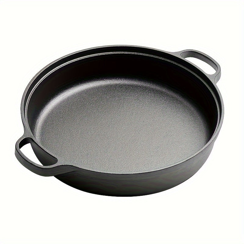 1 Piece Pre-Seasoned 8.6-Inch Non-Stick Cast Iron Skillet with Dual Handles - Multi-Use Cookware for Oven, Stove, Grill, Campfire - Durable Kitchen Accessory with Care Instructions