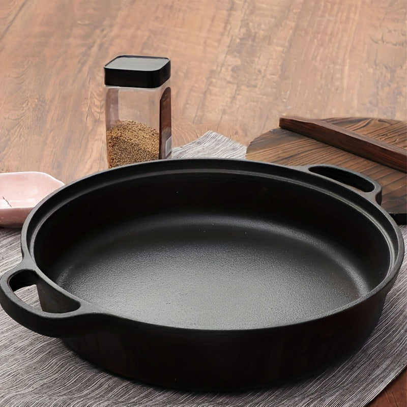 1 Piece Pre-Seasoned 8.6-Inch Non-Stick Cast Iron Skillet with Dual Handles - Multi-Use Cookware for Oven, Stove, Grill, Campfire - Durable Kitchen Accessory with Care Instructions