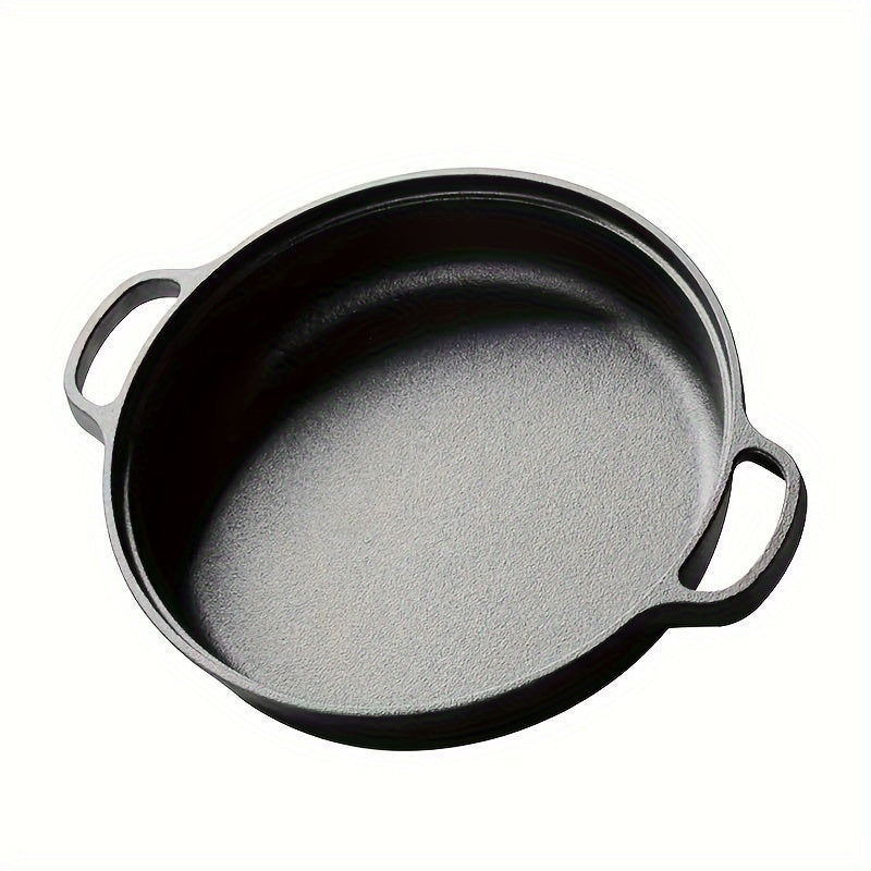 1 Piece Pre-Seasoned 8.6-Inch Non-Stick Cast Iron Skillet with Dual Handles - Multi-Use Cookware for Oven, Stove, Grill, Campfire - Durable Kitchen Accessory with Care Instructions