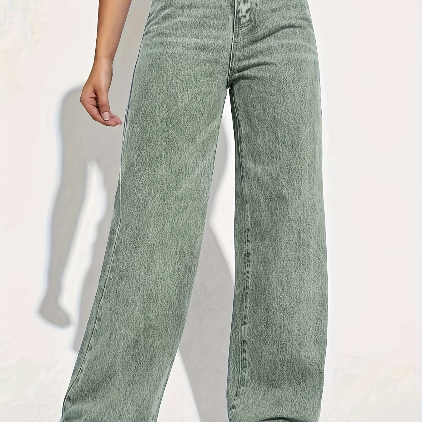 vlovelaw Plain Loose Fit Baggy Jeans, Slant Pockets Non-Stretch Casual Wide Legs Jeans, Women's Denim Jeans & Clothing