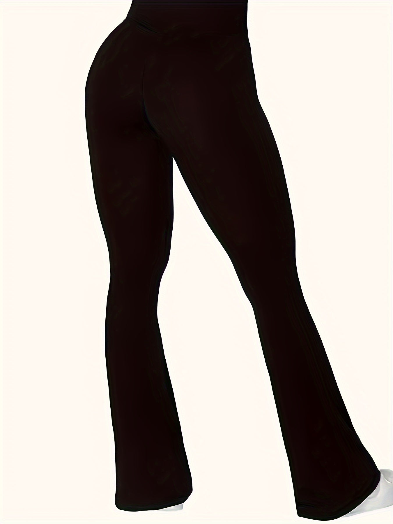 vlovelaw Plus Size Casual Pants, Women's Plus Solid Cross High Rise Slight Stretch Flared Leg Trousers