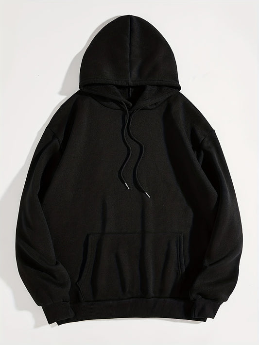 Solid Color Drawstring Warm Hooded Sweatshirts, Front Pocke Sports T Fleece Hoodie, Women's Sporty Sweatshirts