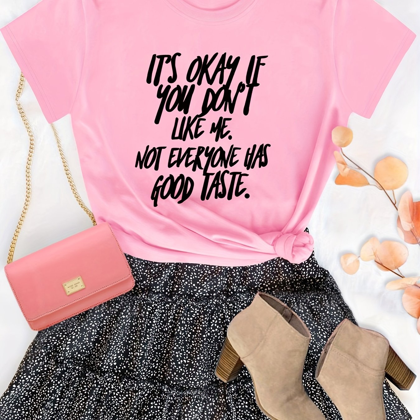 Plus Size Slogan Print Short Sleeve T-shirt, Women's Plus Slight Stretch Round Neck Casual T-shirt