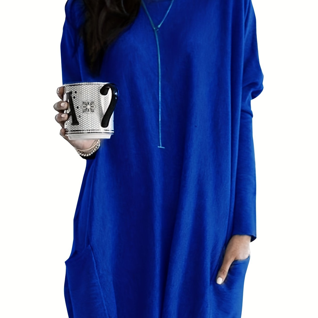 vlovelaw Solid Patched Pockets Pullover Sweatshirt, Casual Long Sleeve Sweatshirt For Spring & Fall, Women's Clothing