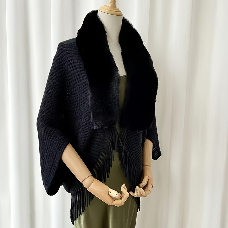 Furry Windproof Thermal Outdoor Shawls, Fall Winter Keep Warm Trendy Scarf Warp Cape Poncho For Fishing Cycling Riding