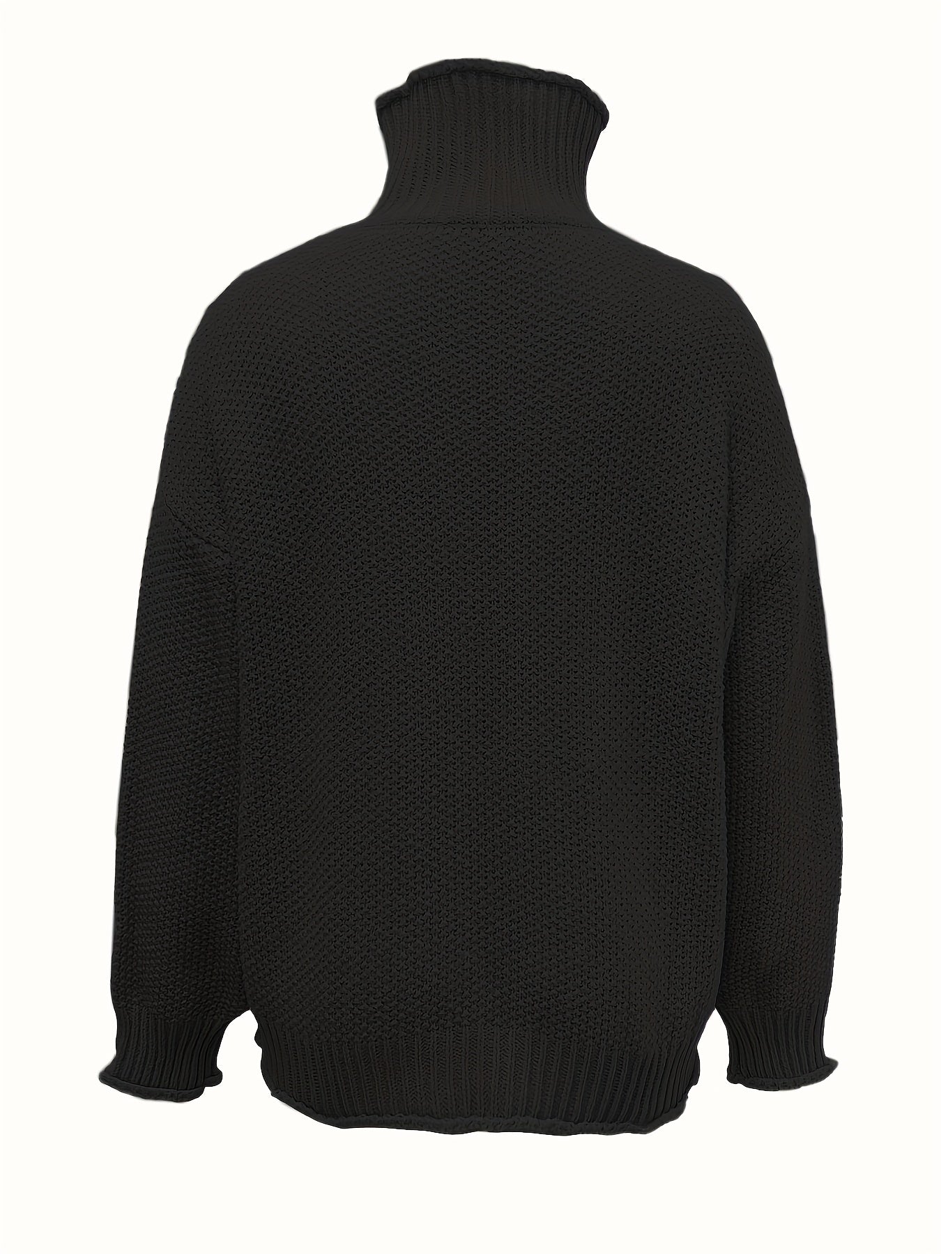 vlovelaw Solid Turtle Neck Pullover Sweater, Casual Long Sleeve Sweater For Fall & Winter, Women's Clothing