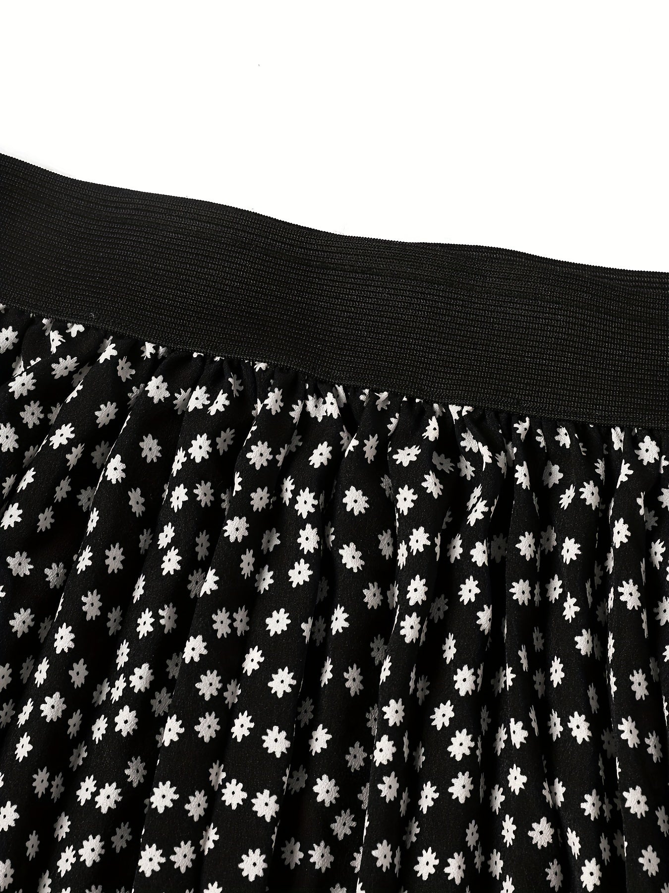 Plus Size Casual Skirt, Women's Plus Dot Print High Rise Slight Stretch Maxi Skirt