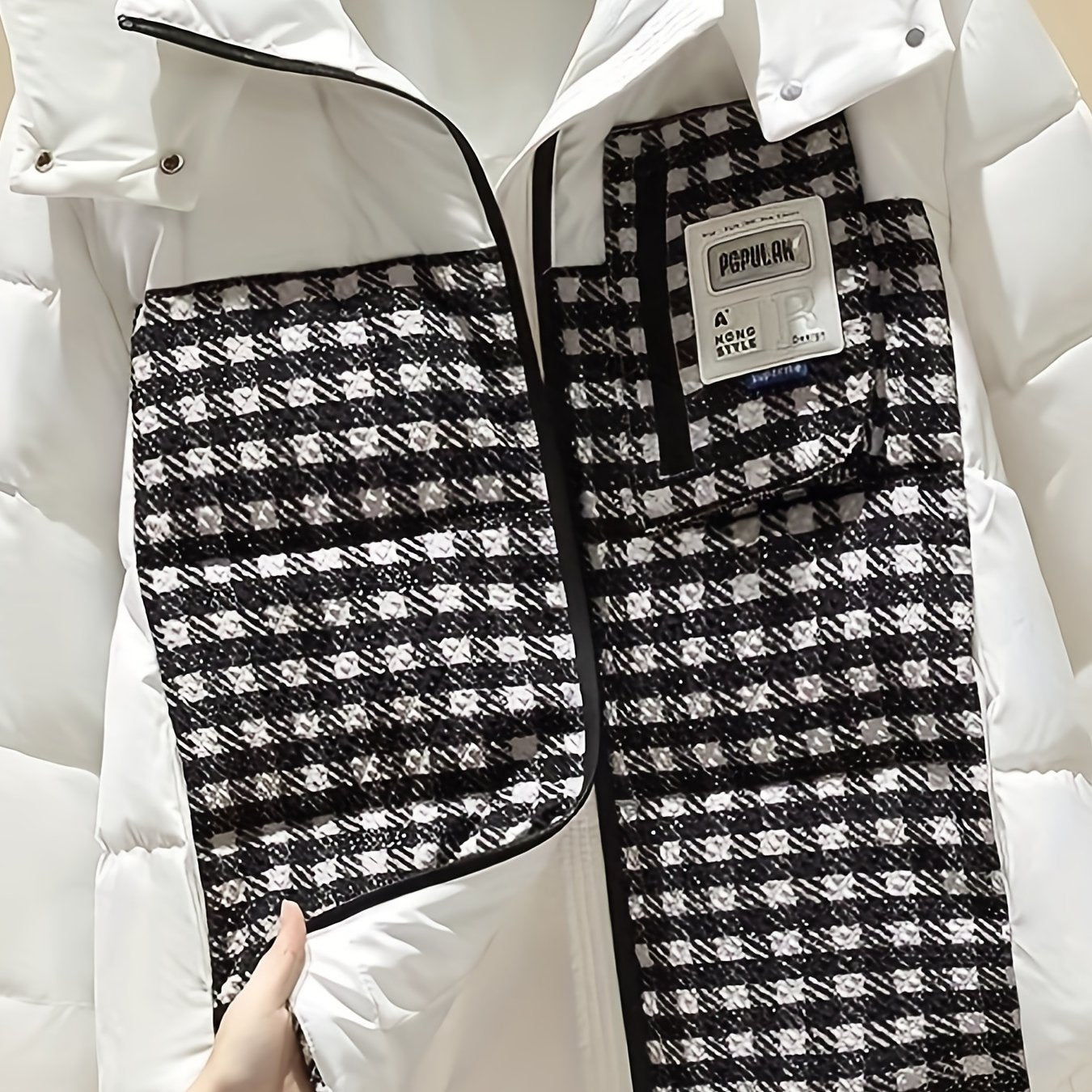 Plaid Pattern Hooded Coat, Casual Zip Up Long Sleeve Winter Warm Outerwear, Women's Clothing