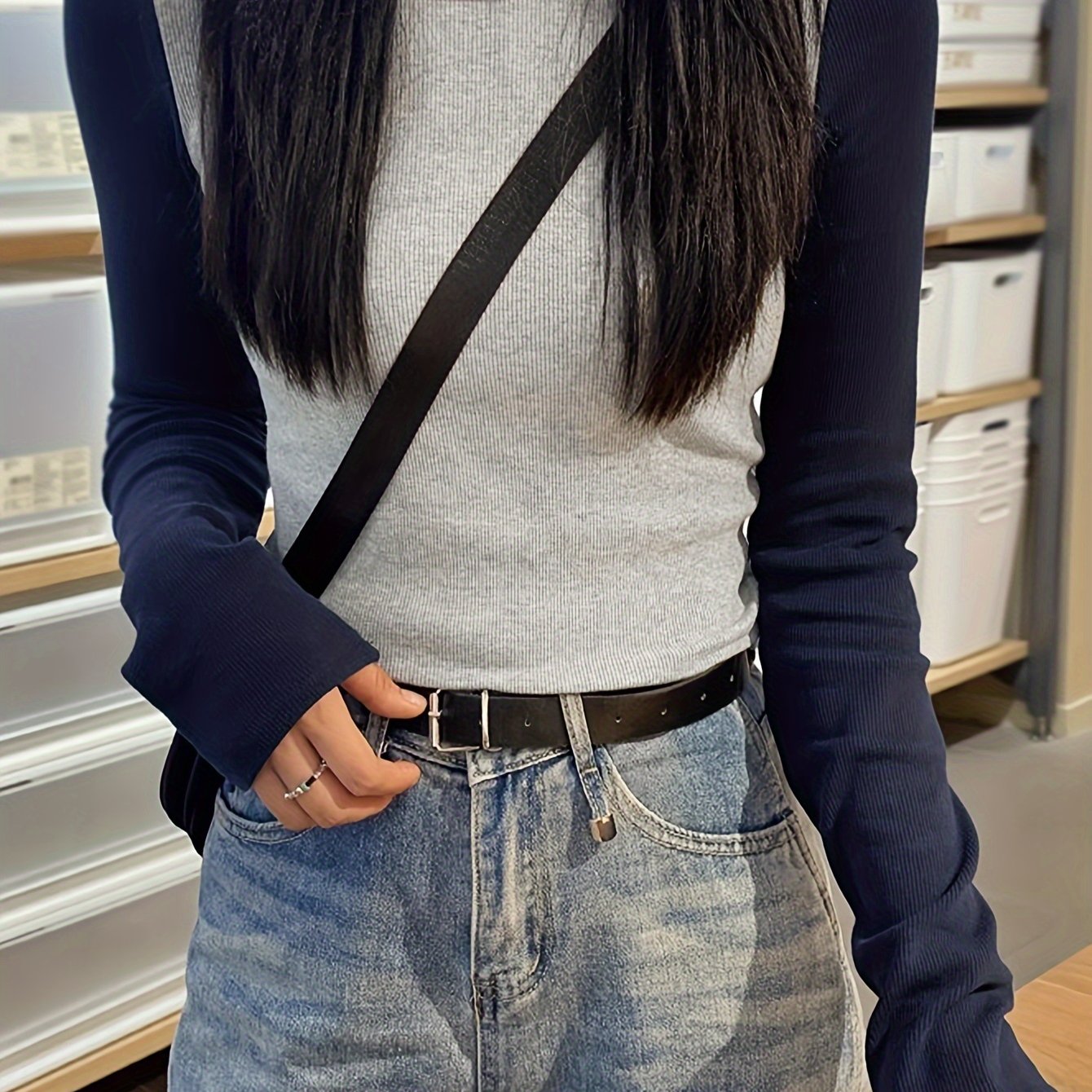 vlovelaw Color Block Crew Neck T-Shirt, Casual Long Sleeve T-Shirt For Spring & Fall, Women's Clothing