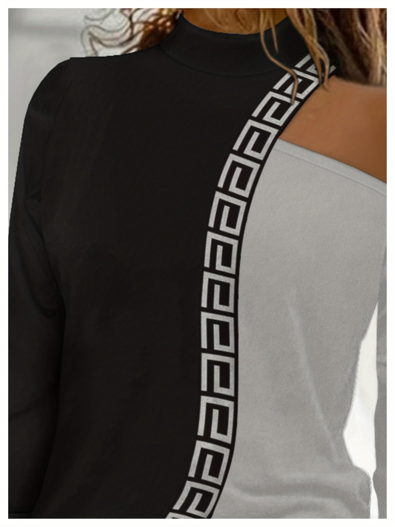 vlovelaw  Color Block Cut Out T-shirt, Casual Long Sleeve T-shirt For Spring & Fall, Women's Clothing