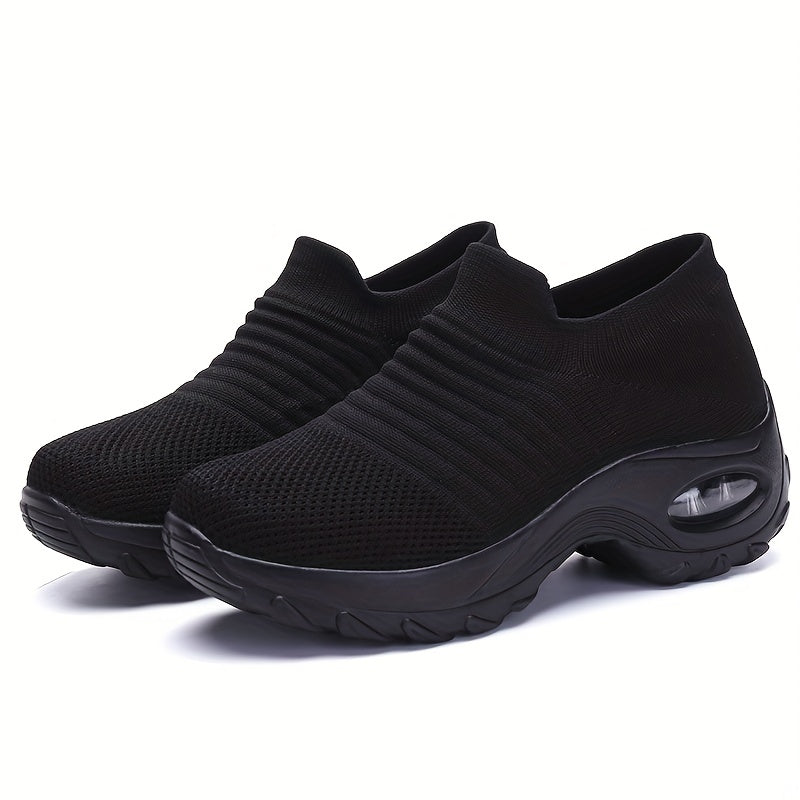 vlovelaw Women's Breathable Knit Sneakers, Comfortable Low Top Slip On Shoes, Women's Air Cushion Shoes