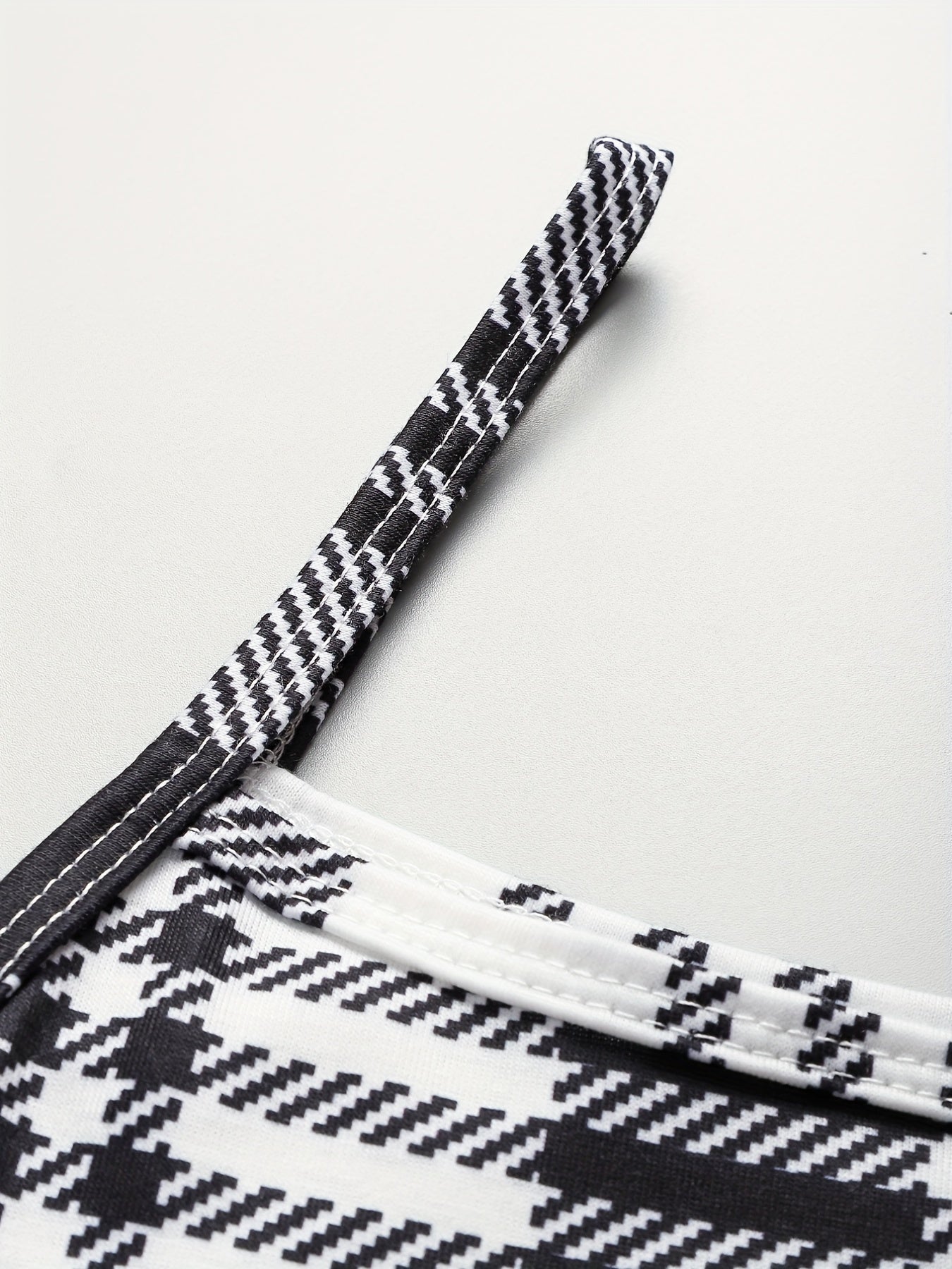 vlovelaw Casual Two-piece Dress Set, Asymmetrical Hem Long Sleeve Crop T-shirt & Plaid Pattern Cami Dress Outfits, Women's Clothing