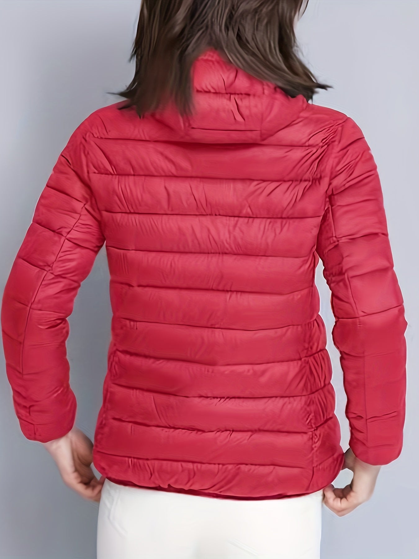 vlovelaw  Zip Up Warm Hooded Coat, Casual Solid Long Sleeve Winter Outerwear, Women's Clothing