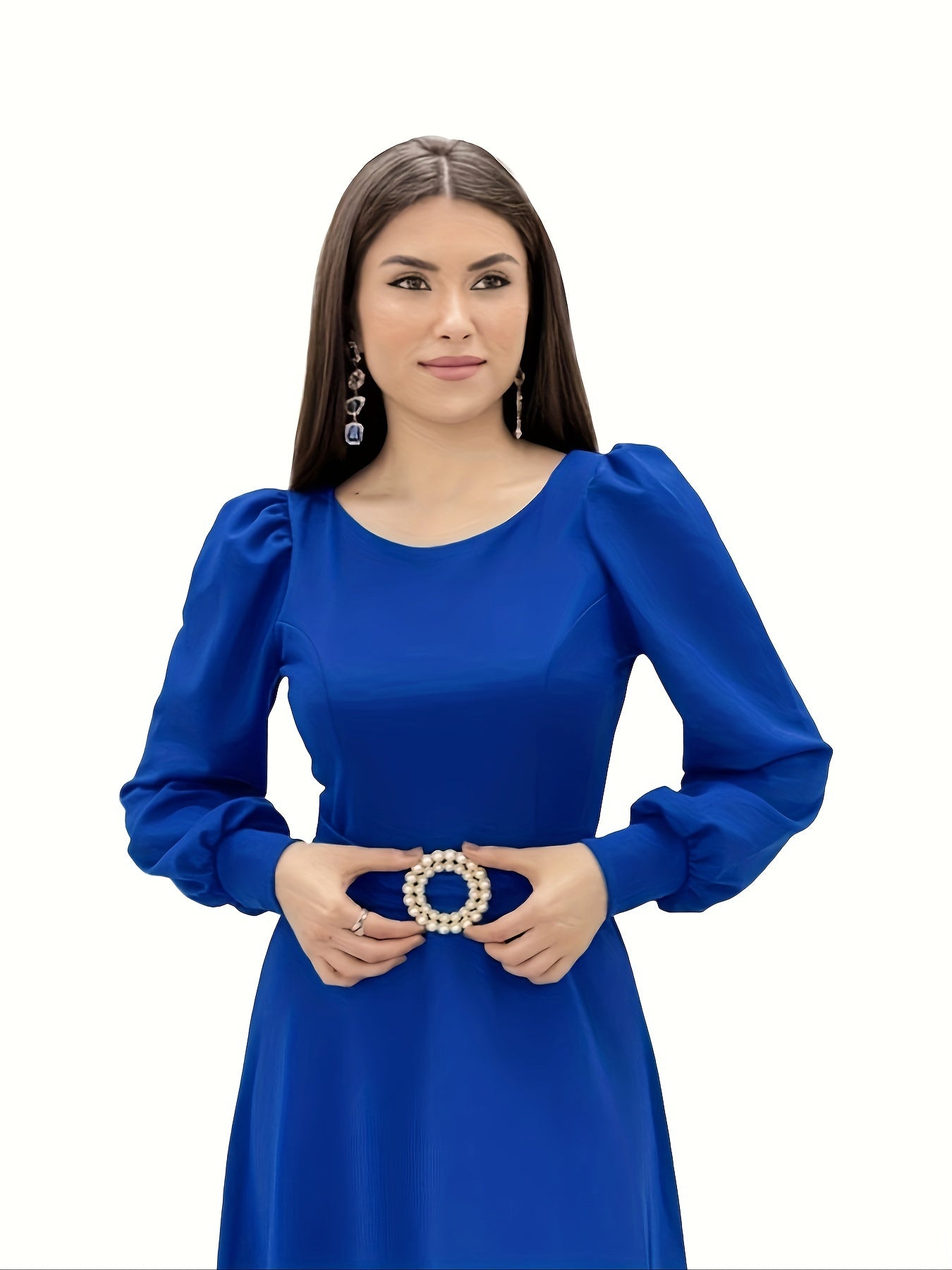 vlovelaw Solid Color Abayas Dress, Casual Long Sleeve Abayas Dress For Spring & Fall, Women's Clothing