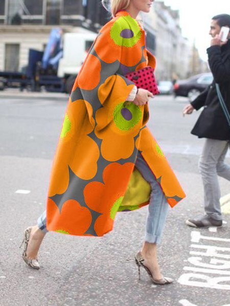 spring and autumn spot wish independent station ebay amazon long horn sleeve jacket printed loose trench coat women