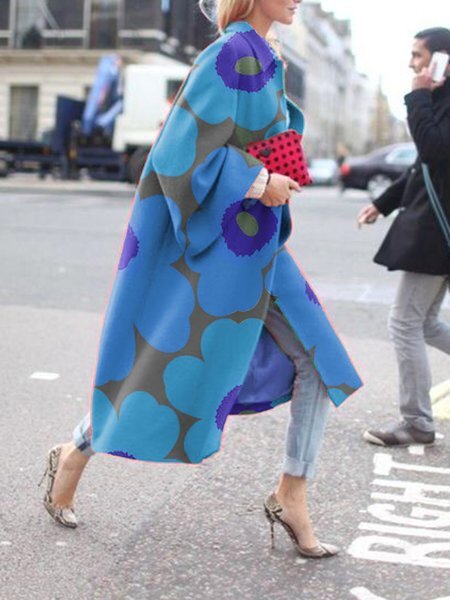 spring and autumn spot wish independent station ebay amazon long horn sleeve jacket printed loose trench coat women
