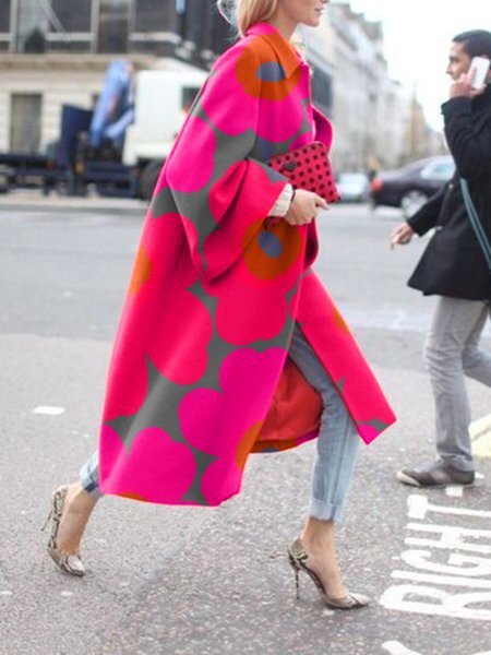 spring and autumn spot wish independent station ebay amazon long horn sleeve jacket printed loose trench coat women