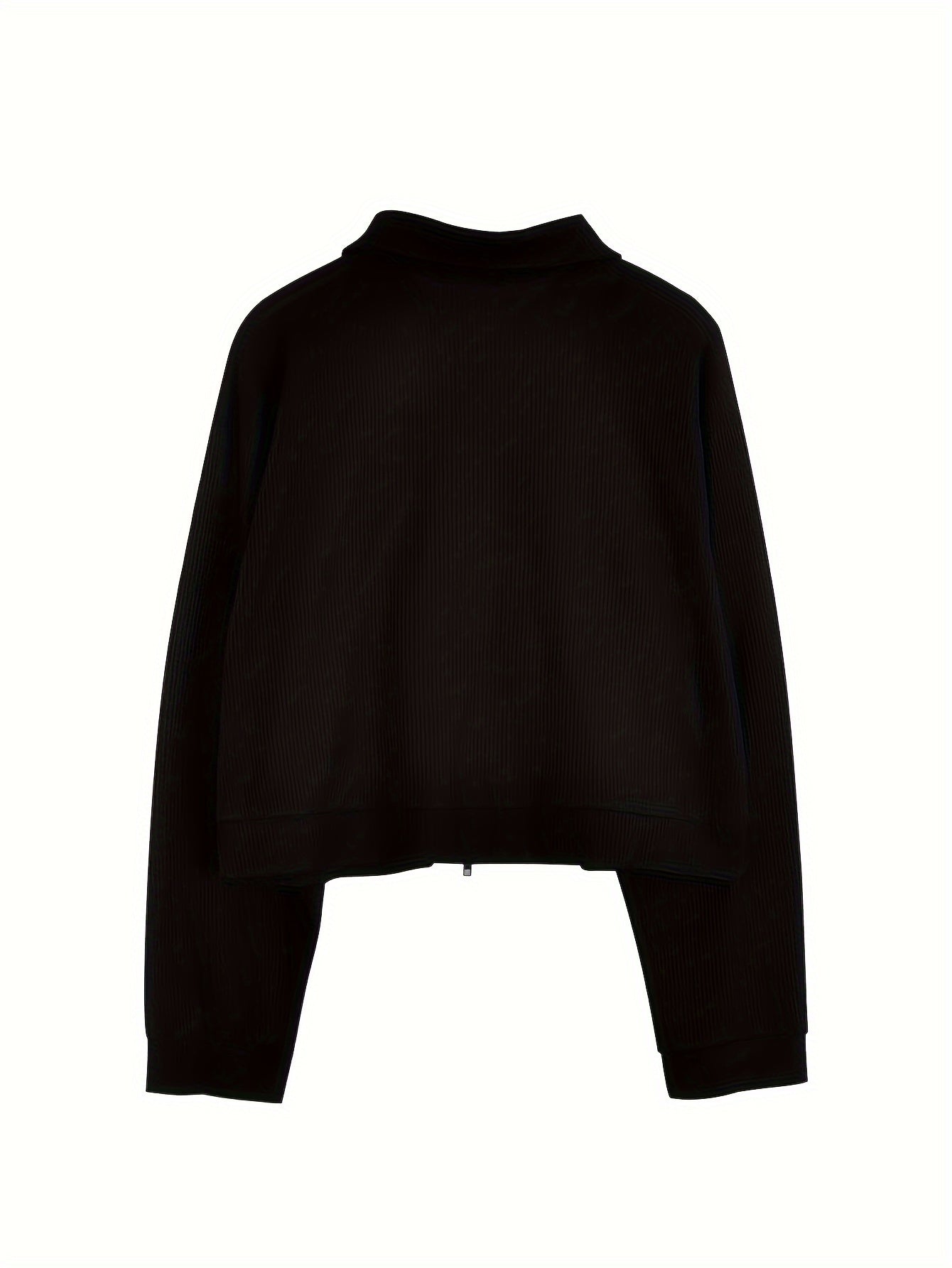 vlovelaw  Label Patched Zipper Jacket, Casual Long Sleeve Outwear For Spring & Fall, Women's Clothing