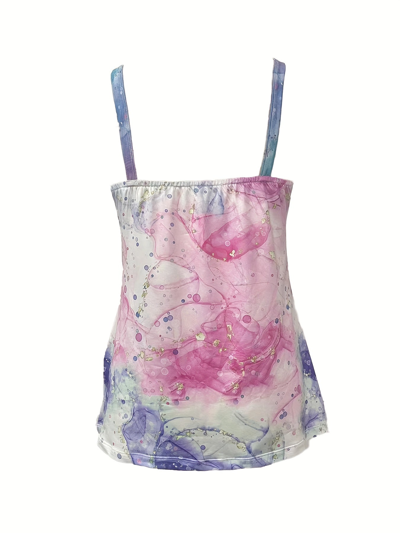 vlovelaw Color Block Full Printed Cami Top, Casual V Neck Summer Sleeveless Top, Women's Clothing