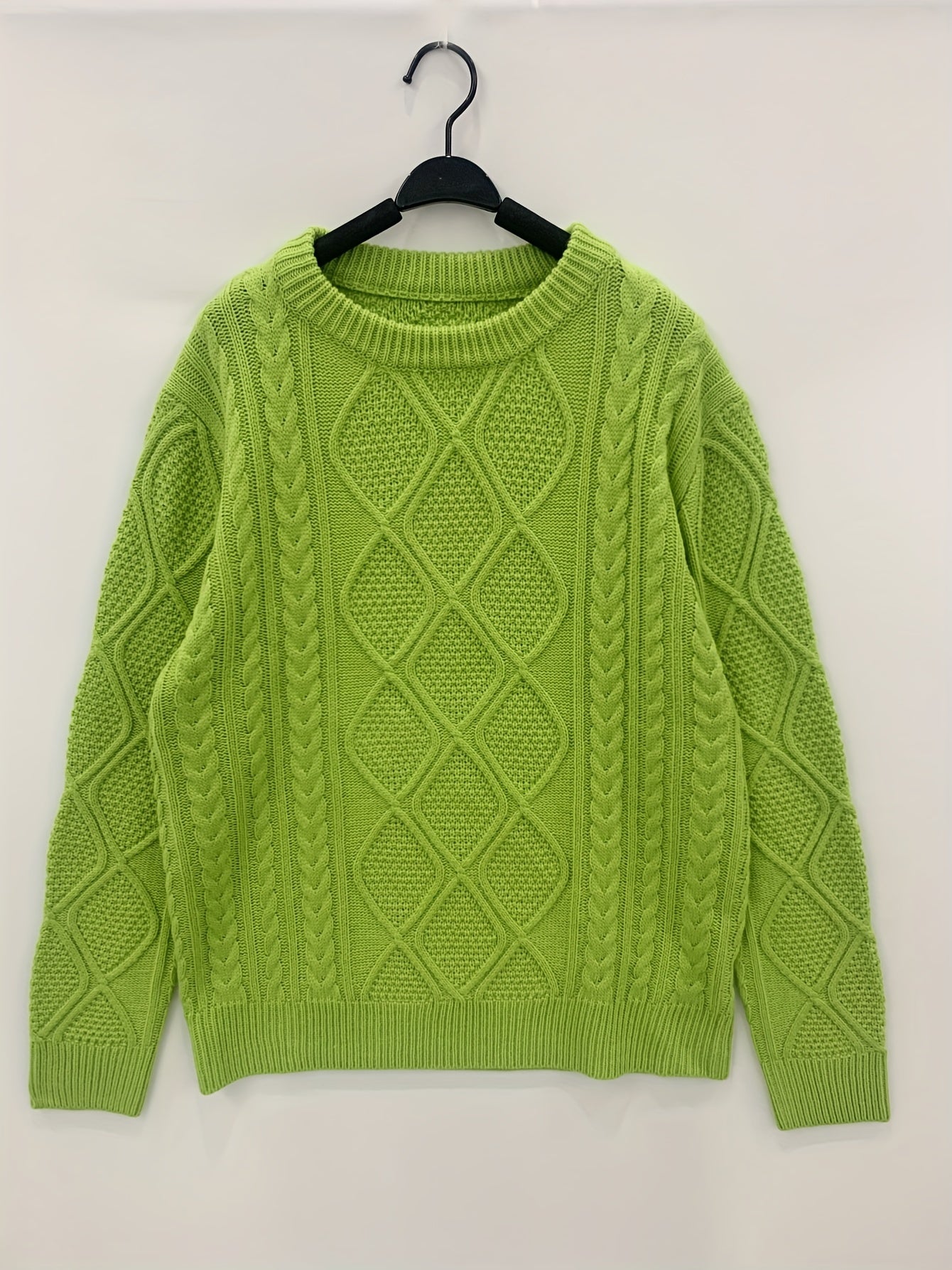vlovelaw vlovelaw Men's Chic Cable-knit Pullover Sweater For Fall Winter