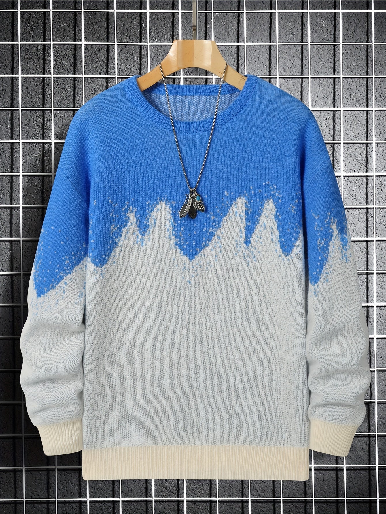 vlovelaw New Trendy And Loose Couple's Wear For Spring And Autumn, Round Neck Contrast Color Knitted Pullover Men's Top, Can Be Worn Indoors And Outdoors, And Is Also A Good Choice As A Gift