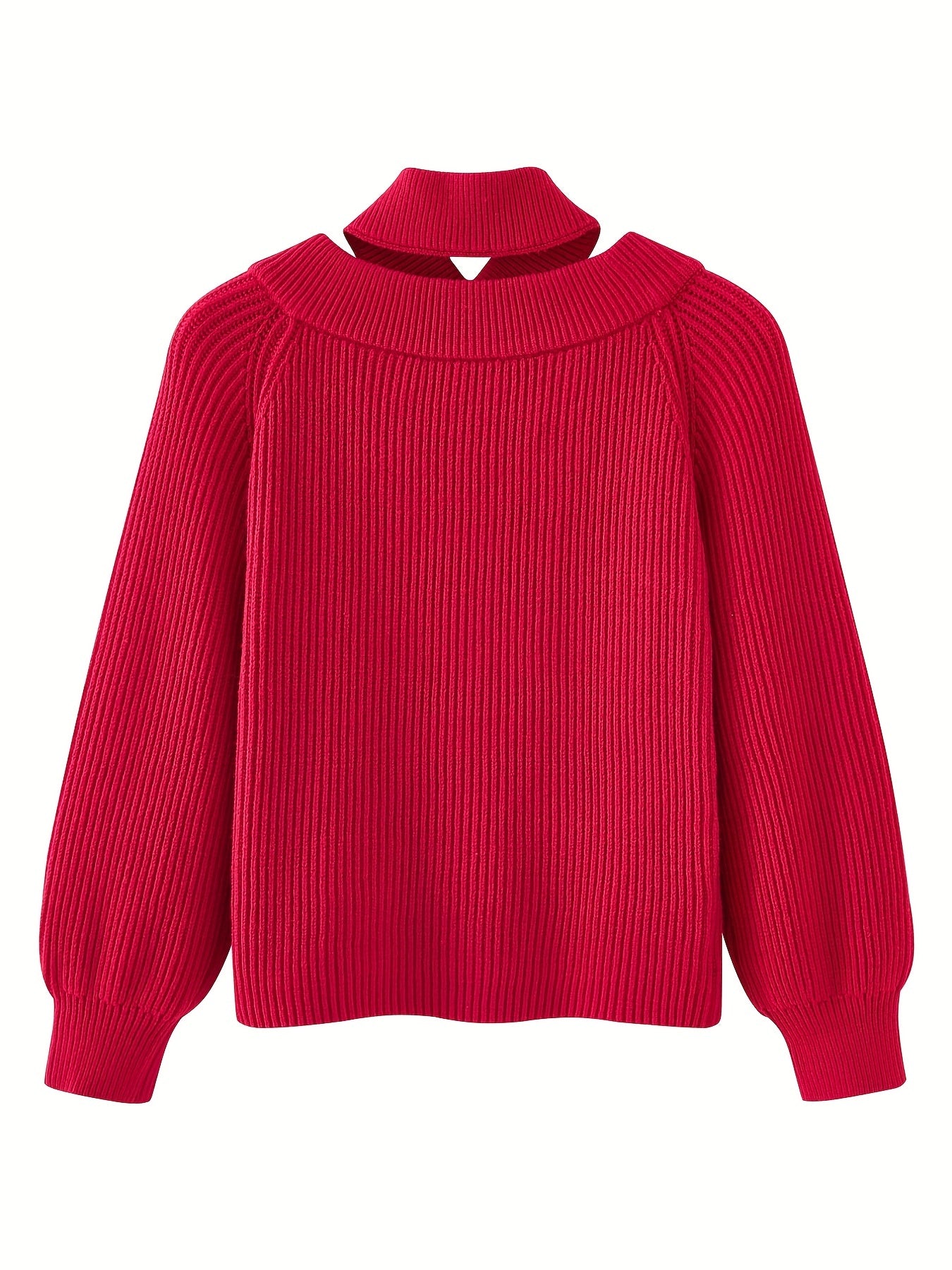 vlovelaw Cut Out Solid Knit Sweater, Casual Criss Cross Long Sleeve Sweater, Women's Clothing