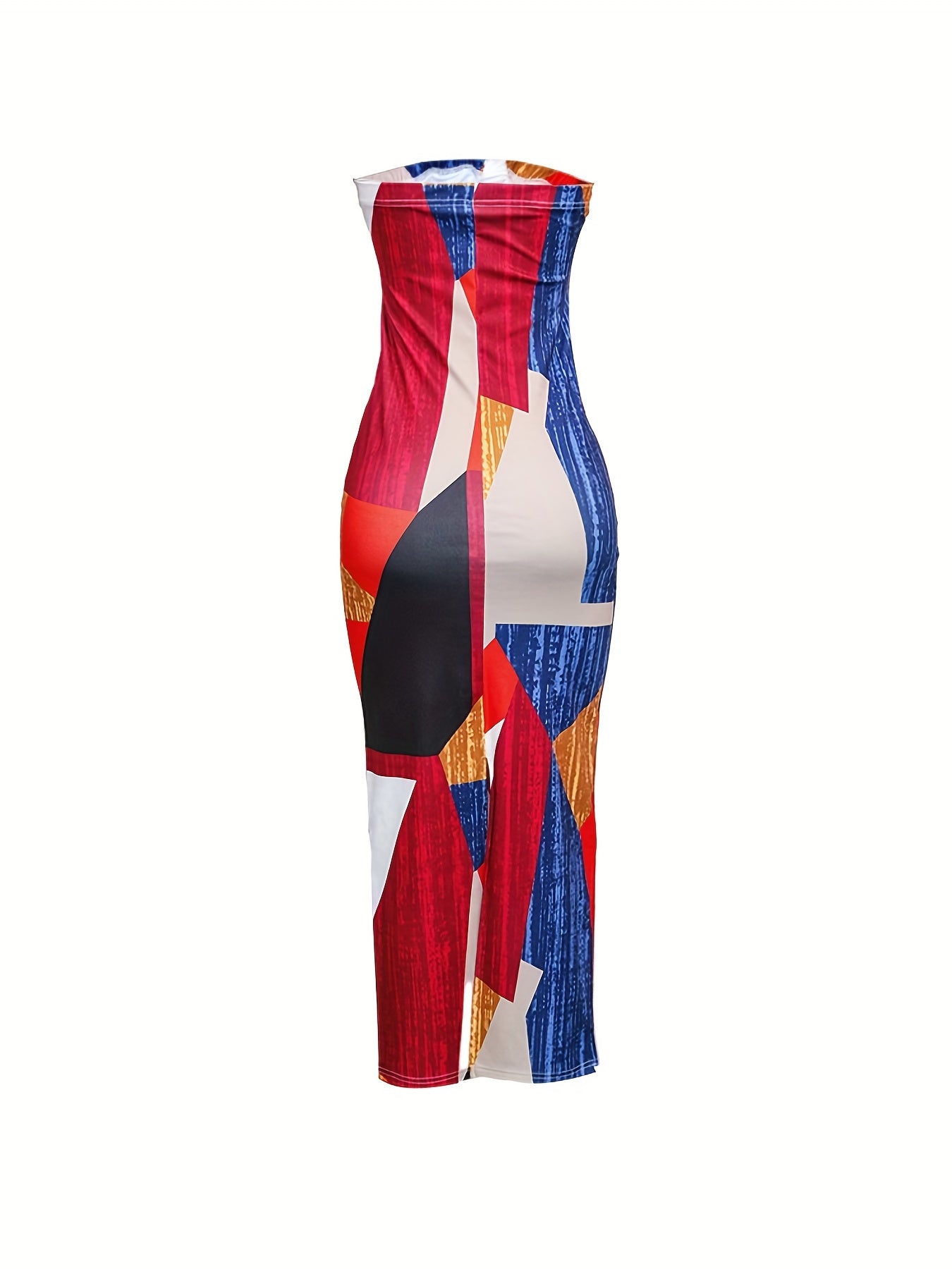 vlovelaw Colorful Printing Tube Dress, Sexy Off Shoulder Bodycon Maxi Dress, Women's Clothing