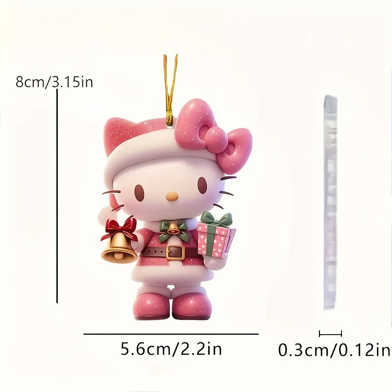 11pcs Sanrio Hello Kitty Christmas Ornaments Set - Cute 2D Acrylic Decorations for New Year & Holiday Tree, Perfect Gift Idea