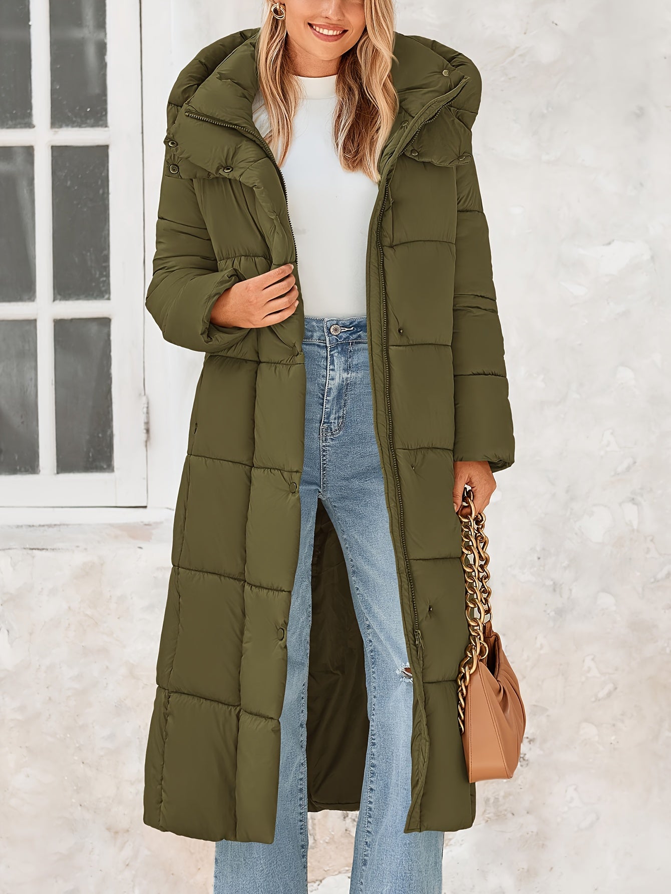 Women's Long Winter Coats Hooded Zip Up Casual Baggy Jackets Trendy Warm Clothes Outerwear