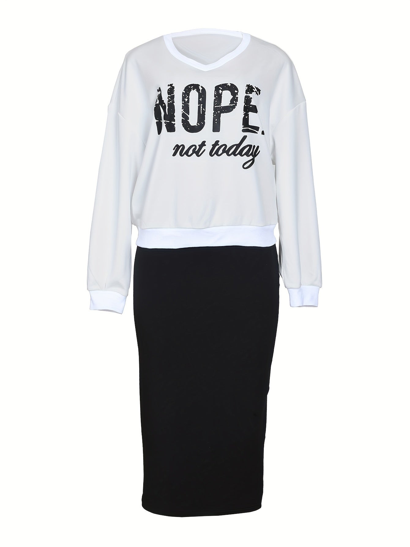 Letter Print Two-piece Dress Set, Long Sleeve Hooded Top & Sleeveless Tank Dress Outfits, Women's Clothing
