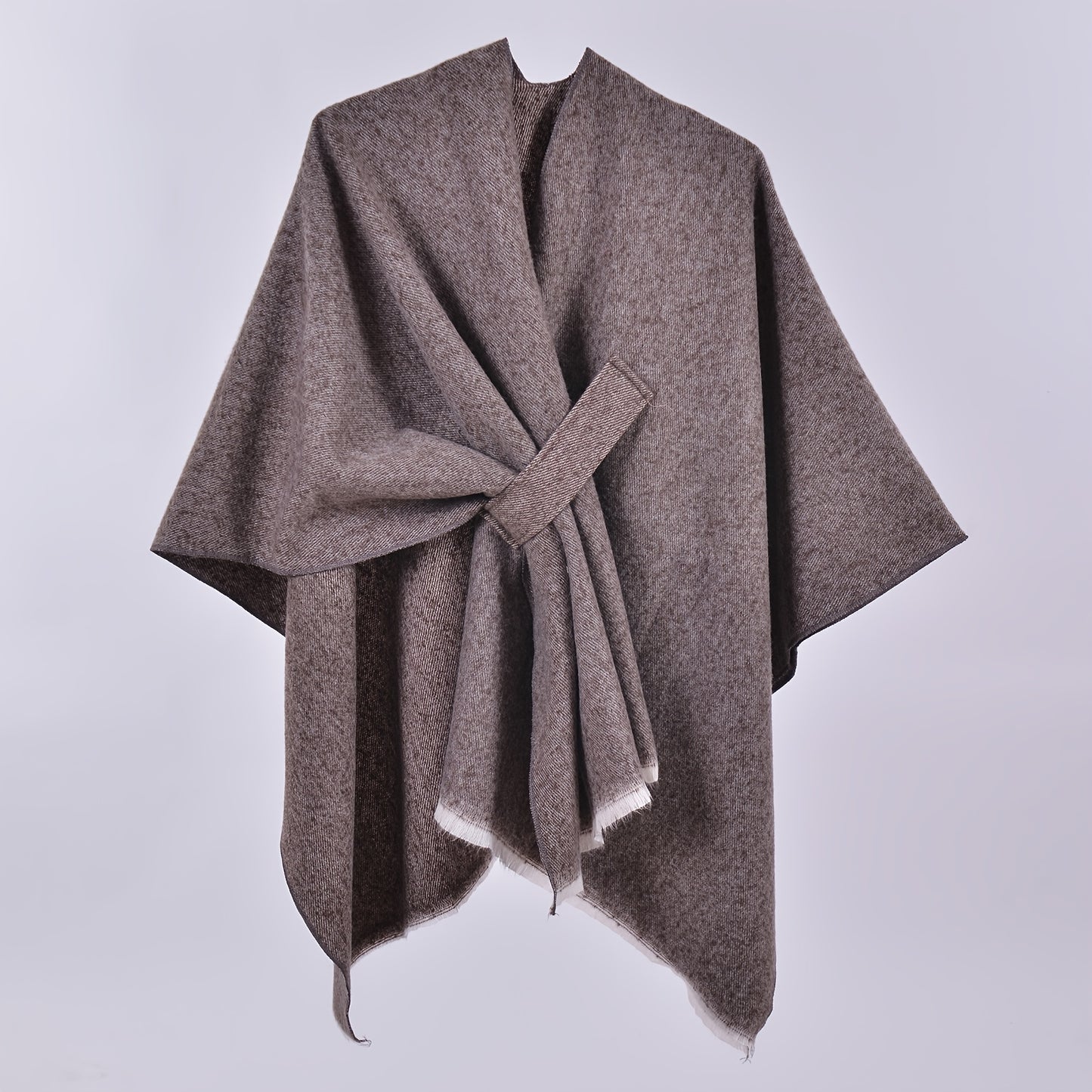 Solid Color Cross Cardigan Poncho Loose Open Front Large Shawl Travel Outerwear Windproof Cape Cloak