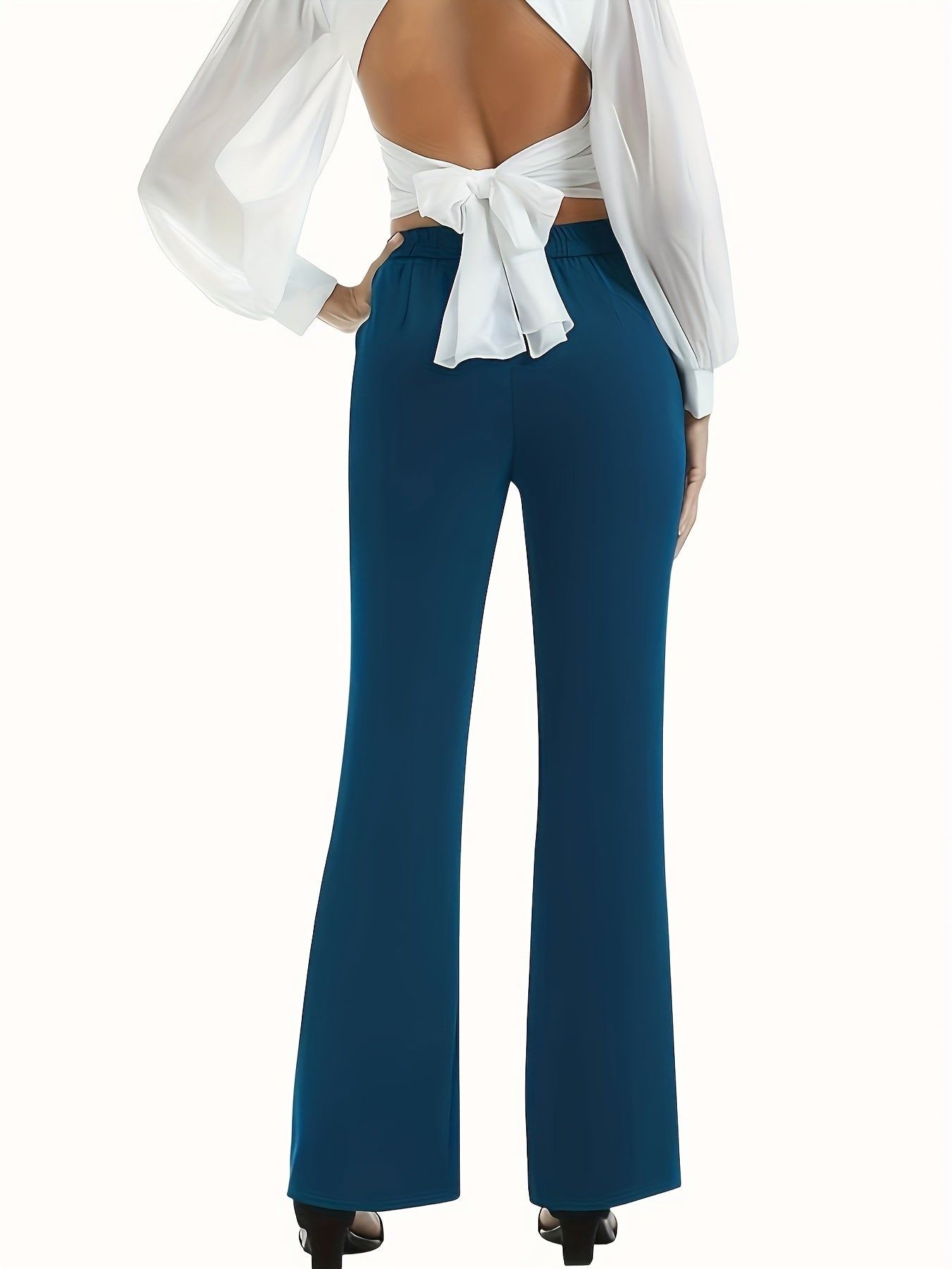 vlovelaw Solid High Waist Straight Leg Pants, Casual Simple Pants For Office & Work, Women's Clothing