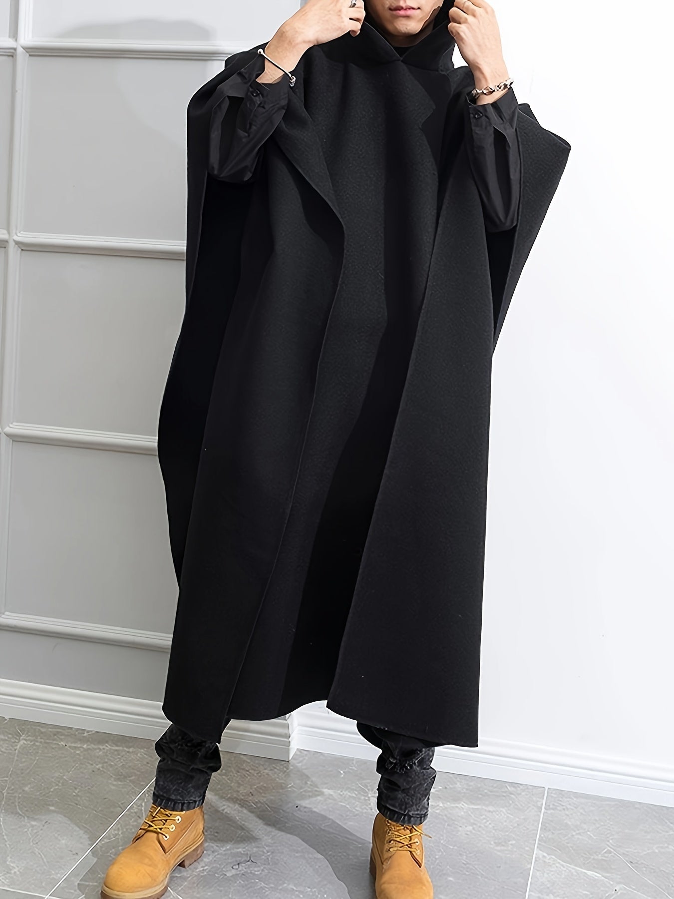 vlovelaw Plus Size Men's Handsome Cool Windbreaker Coat Funky Cloak Fall Winter Tops, Men's Clothing
