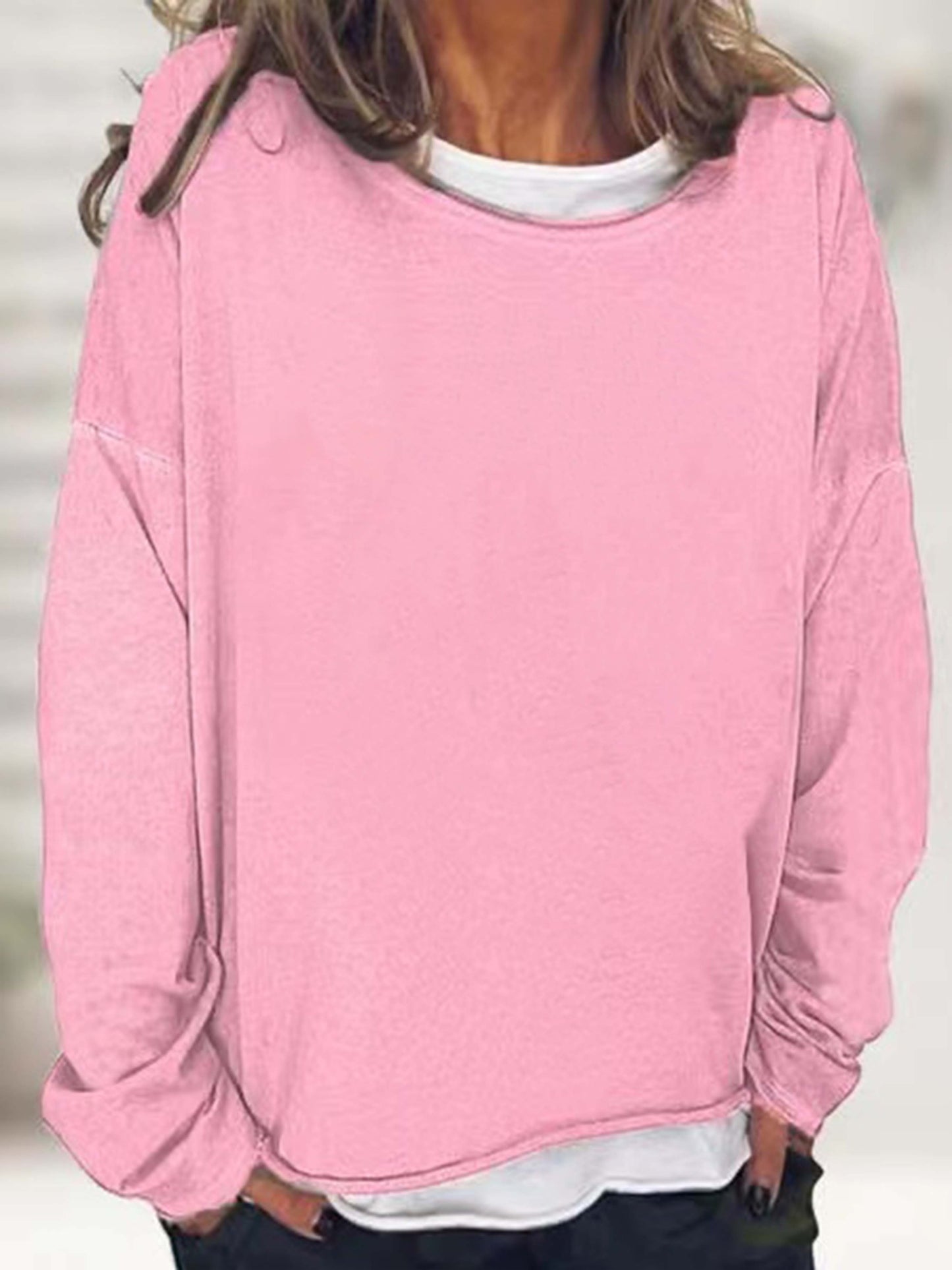 vlovelaw Solid Crew Neck Sweatshirt, Casual Long Sleeve Sweatshirt For Spring & Fall, Women's Clothing