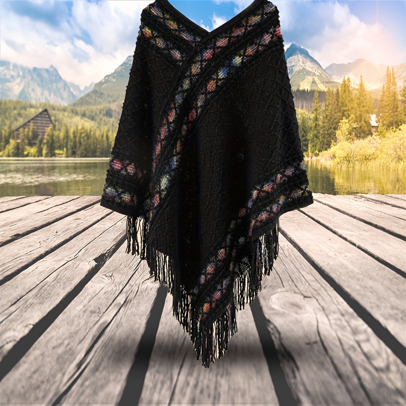 vlovelaw 1 Piece Colorful Argyle Textured Winter Scarf, Windproof Warm Tassel Fashion Wraps Pashmina Scarf