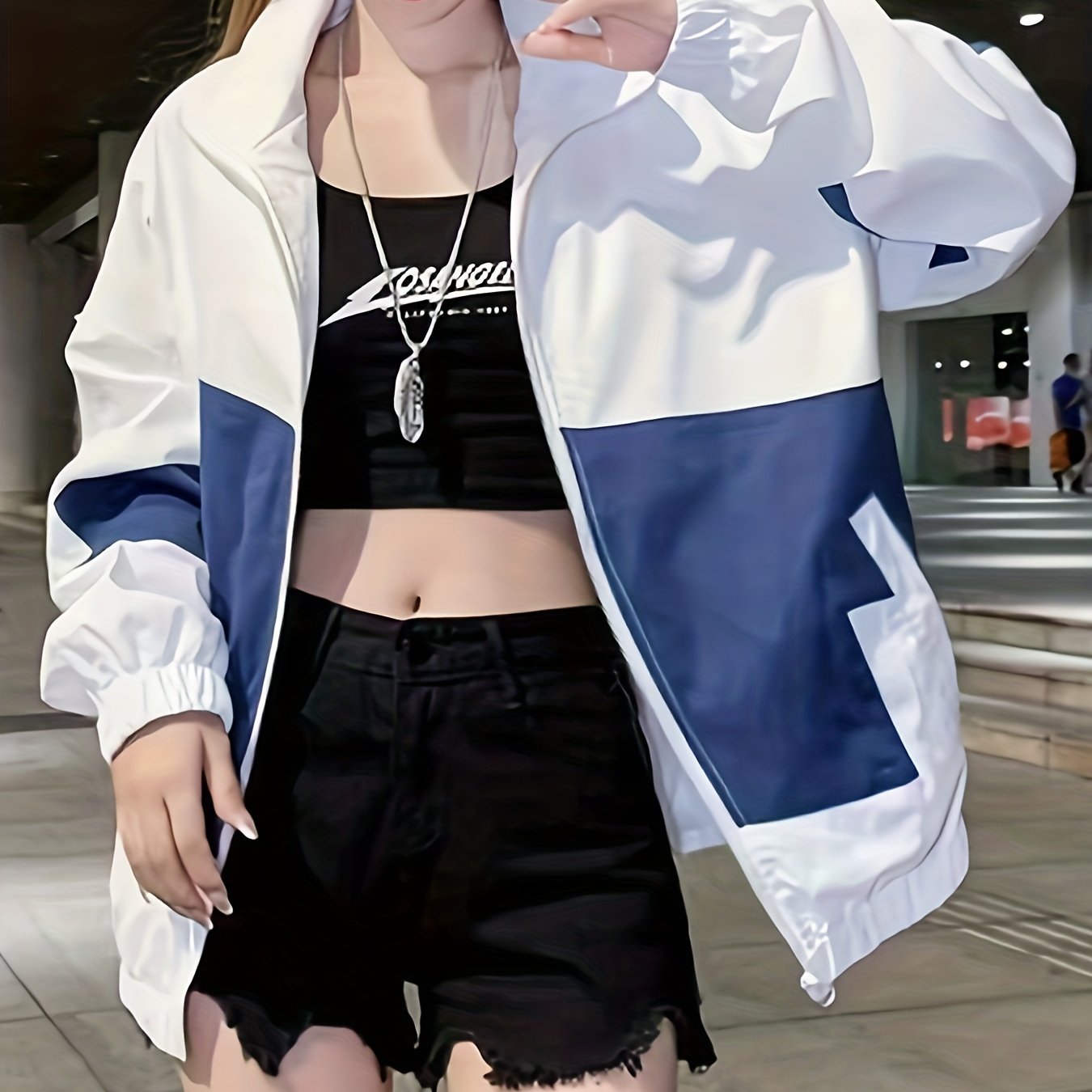 vlovelaw  Color Block Zip Up Jacket, Casual Long Sleeve Jacket For Fall & Winter, Women's Clothing