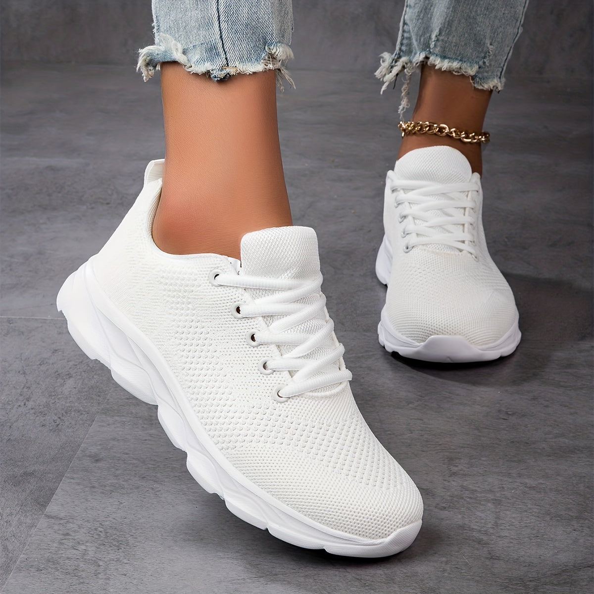vlovelaw Women's Knit Sneakers, Lightweight Casual Breathable Running Shoes