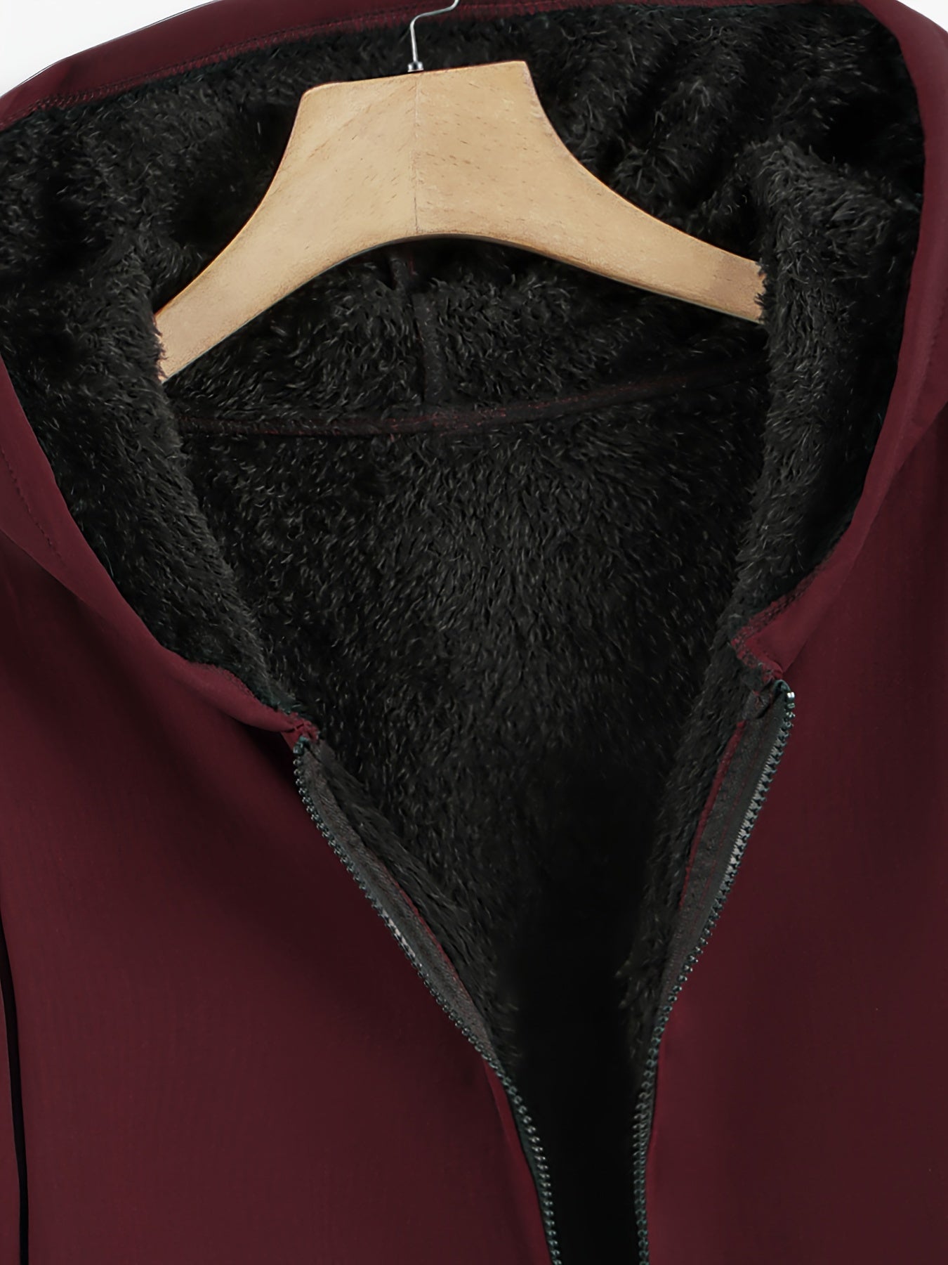 vlovelaw Plus Size Hoodie Fleece Liner Zip Up Coat, Women's Plus Warm Winter Casual Faux Fur Coat