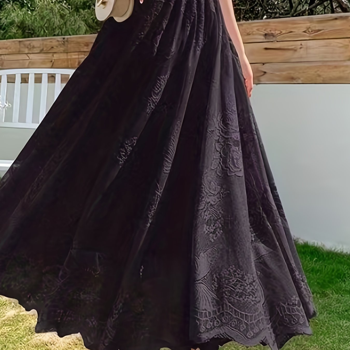 Solid Lace Elastic Waist Skirt, Elegant Skirt For Spring & Summer, Women's Clothing