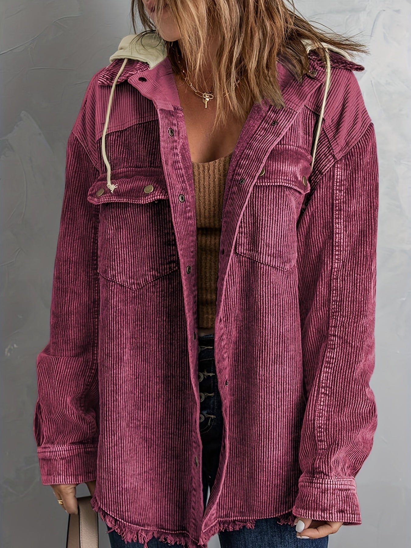 Color Block Long Sleeve Hooded Jacket, Casual Every Day Outerwear For Fall & Winter, Women's Clothing