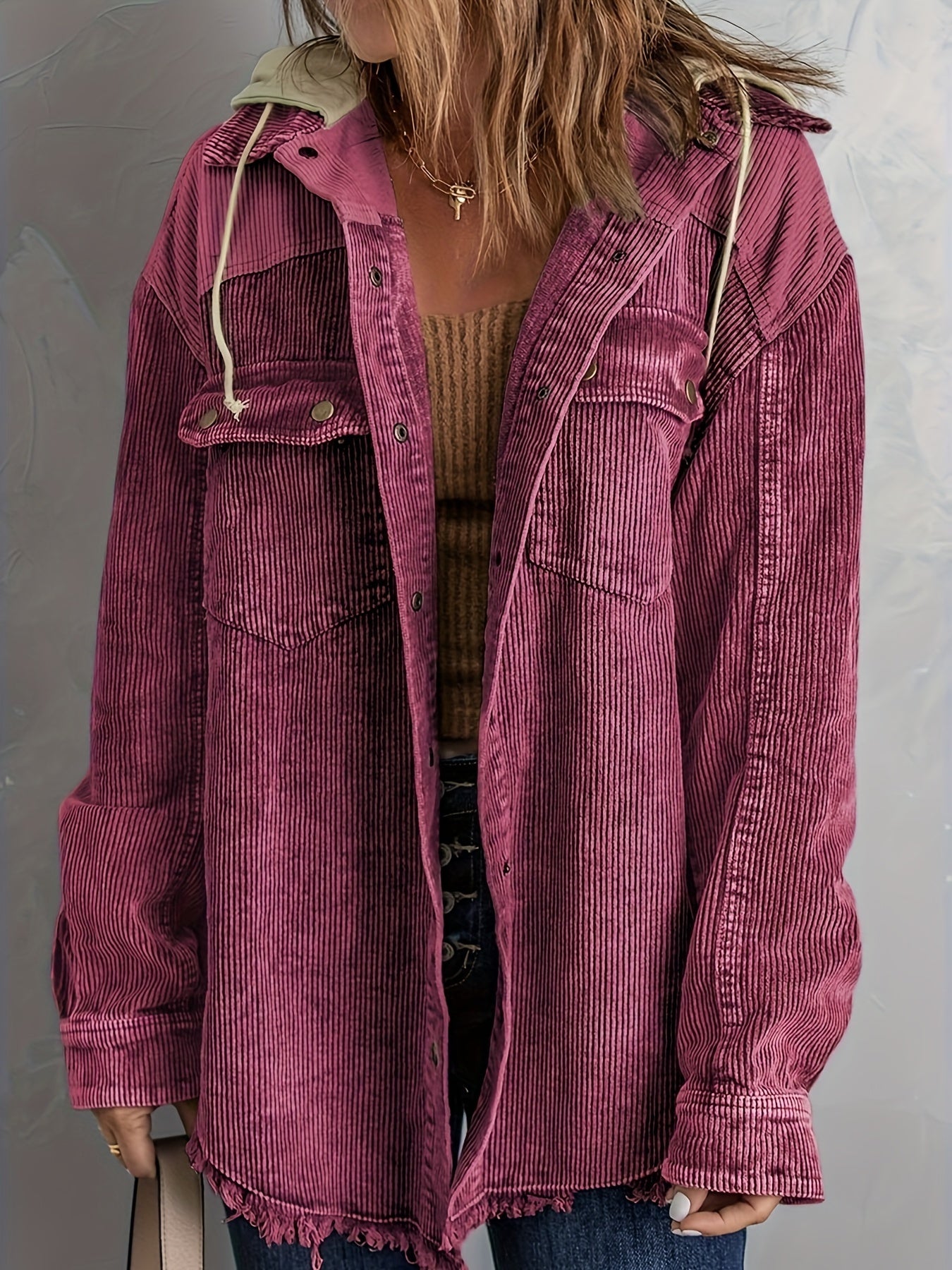 Color Block Long Sleeve Hooded Jacket, Casual Every Day Outerwear For Fall & Winter, Women's Clothing