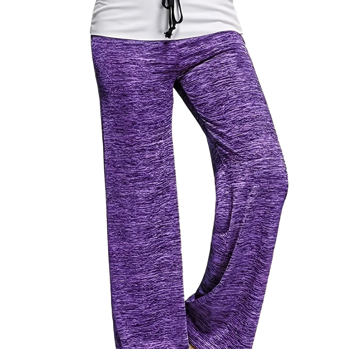 vlovelaw Plus Size Casual Pants, Women's Plus Colorblock Drawstring Slight Stretch Loose Fit Pants
