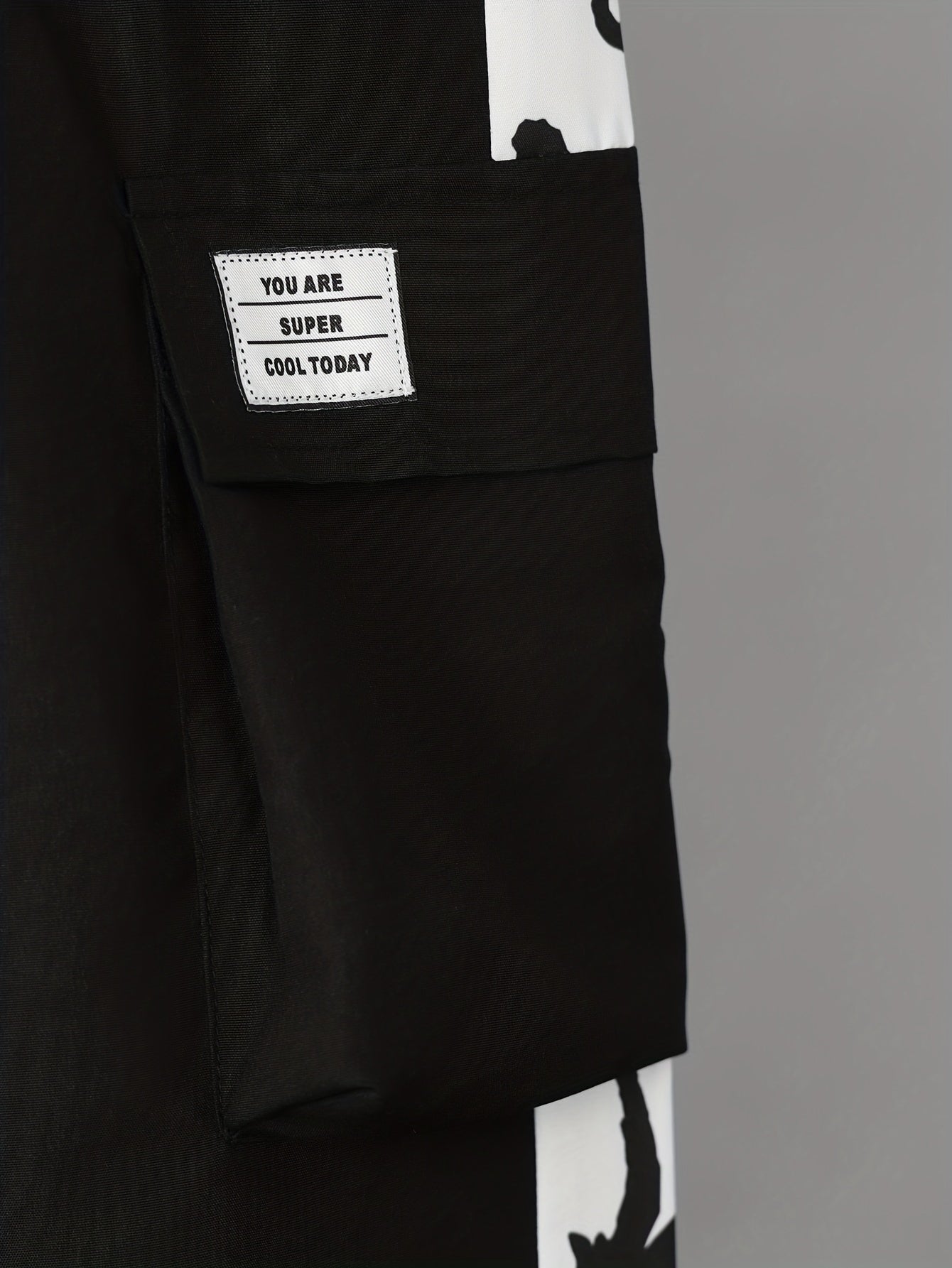 Girls Wide-leg Graffiti Side Taping Trendy Cargo Pants For Streetwear K-pop Style