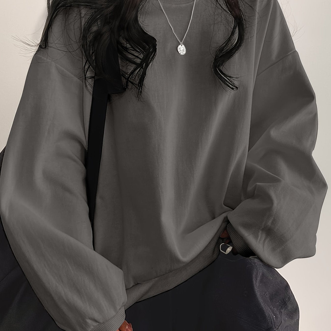 vlovelaw Solid Color Pullover Sweatshirt, Casual Long Sleeve Crew Neck Sweatshirt For Fall & Winter, Women's Clothing