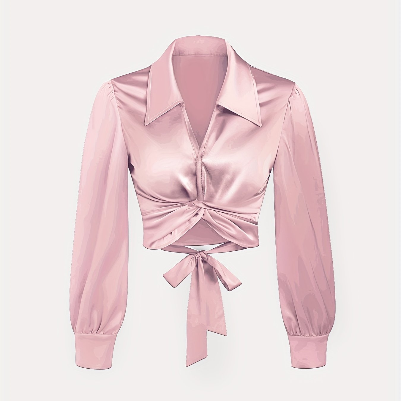 Y2K Lantern Sleeve Cross Shirts, Casual Solid V Neck Night Out Blouses Tops For Party & Club, Women's Clothing